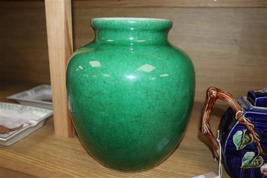 A 19th century Chinese green crackle glaze height 25cm